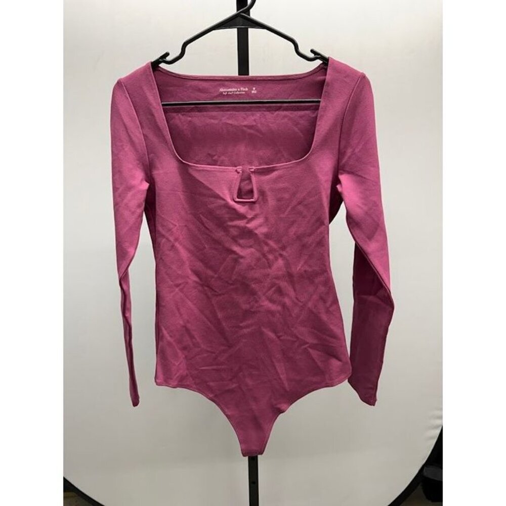 Abercrombie & Fitch Long Sleeve Mauve Pink Square Neck Bodysuit